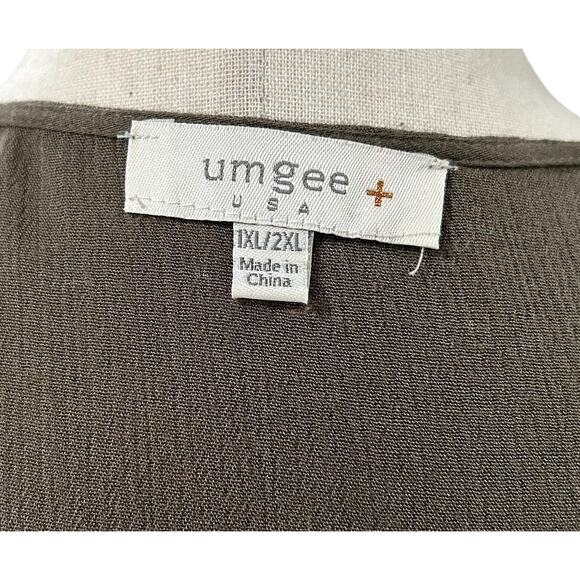 Umgee Olive Green Embroidered Open Front Jacket or Kimono Size 1XL EUC - Picture 2 of 5